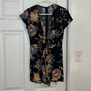 Black Romper with Flowers.